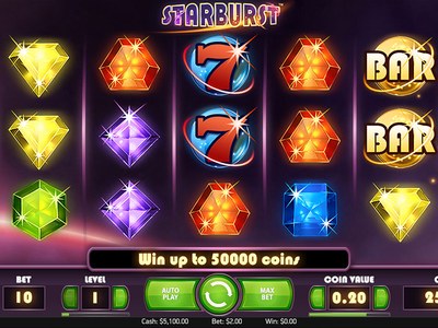 Starburst — Космические кристаллы, расширяющиеся вайлды — выплаты в обе стороны и десять фриспинов